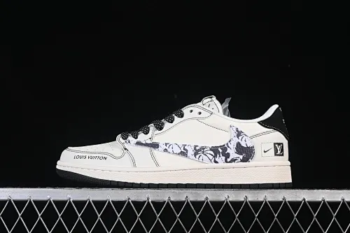 All categories Air Jordan Jordan series basketball shoes Air Jordan 1 Low High-end customized low-top sneakers Travis Scott x Fragment Design x Air Jordan 1 Low OG SP AJ1 Joe 1LV joint black line graffiti hook low-top cultural casual sneakers XS7089-616